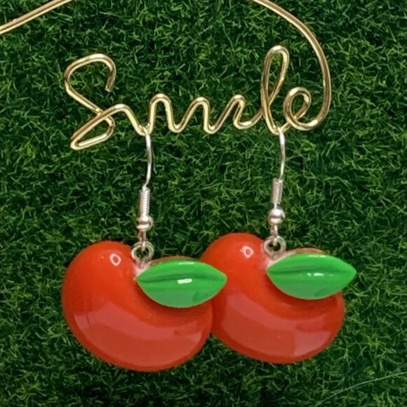 Apple Earring, Fruit Earring, Funny Food Earring, Educator Earring, Teacher Gift - Picture 1 of 8